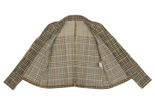 PLEATS PLEASE Tweed Transfer Print Skirt Yellow Size 3