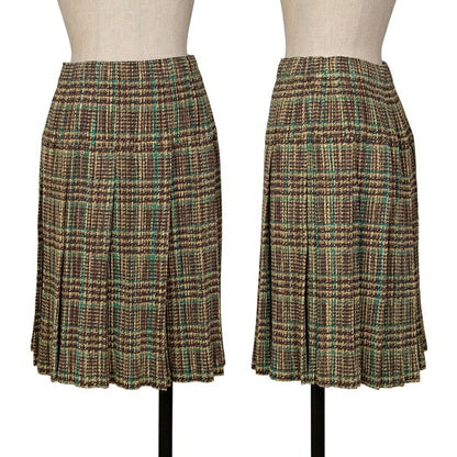 PLEATS PLEASE Tweed Transfer Print Skirt Yellow Size 3