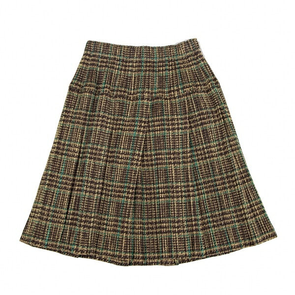 PLEATS PLEASE Tweed Transfer Print Skirt Yellow Size 3