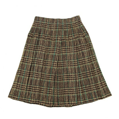 PLEATS PLEASE Tweed Transfer Print Skirt Yellow Size 3