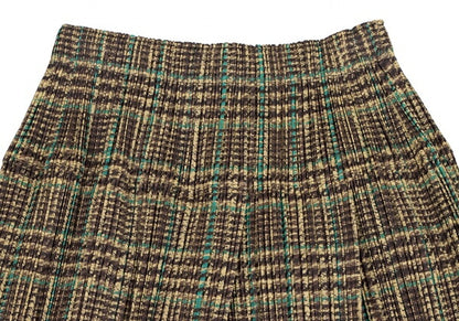 PLEATS PLEASE Tweed Transfer Print Skirt Yellow Size 3