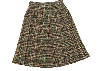 PLEATS PLEASE Tweed Transfer Print Skirt Yellow Size 3