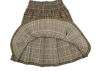 PLEATS PLEASE Tweed Transfer Print Skirt Yellow Size 3