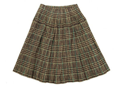PLEATS PLEASE Tweed Transfer Print Skirt Yellow Size 3