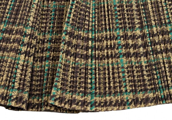 PLEATS PLEASE Tweed Transfer Print Skirt Yellow Size 3