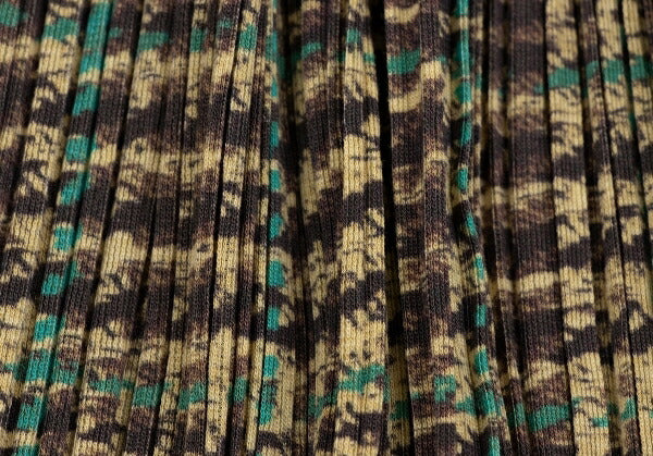 PLEATS PLEASE Tweed Transfer Print Skirt Yellow Size 3