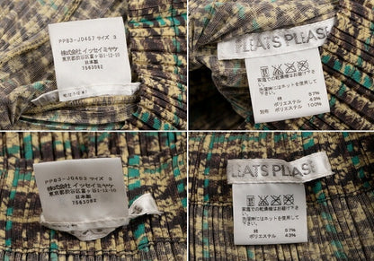 PLEATS PLEASE Tweed Transfer Print Skirt Yellow Size 3