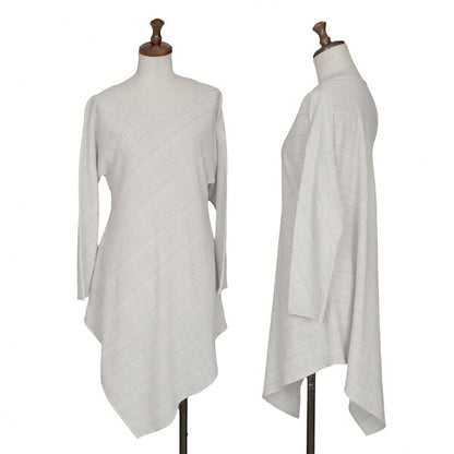 JURGEN LEHL Wool Grid Check Asymmetrical Light Gray Dress Size M