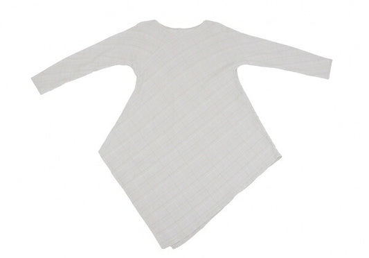 JURGEN LEHL Wool Grid Check Asymmetrical Light Gray Dress Size M