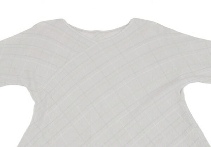 JURGEN LEHL Wool Grid Check Asymmetrical Light Gray Dress Size M