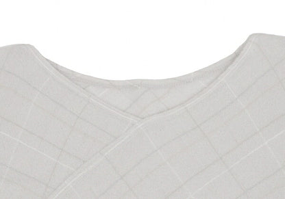 JURGEN LEHL Wool Grid Check Asymmetrical Light Gray Dress Size M