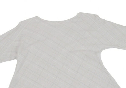 JURGEN LEHL Wool Grid Check Asymmetrical Light Gray Dress Size M