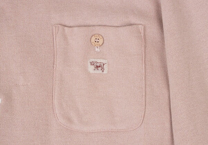 Papas Cotton Embroidered Pocket Jacket Pink Size 50L