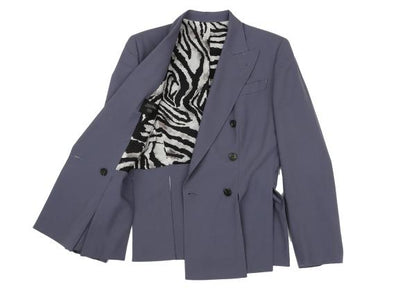 Jean Paul GAULTIER FEMME Wool Slit Lining Blue Jacket Size 40