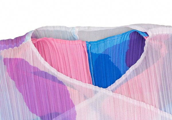 PLEATS PLEASE Watercolor Print Layered Cardigan Blue Size 3