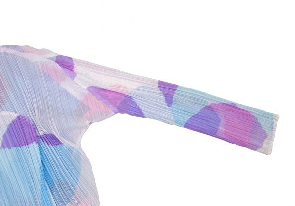 PLEATS PLEASE Watercolor Print Layered Cardigan Blue Size 3