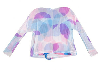 PLEATS PLEASE Watercolor Print Layered Cardigan Blue Size 3