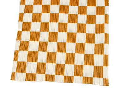 PLEATS PLEASE Pleated Checker Print T-Shirt Brown Size 3