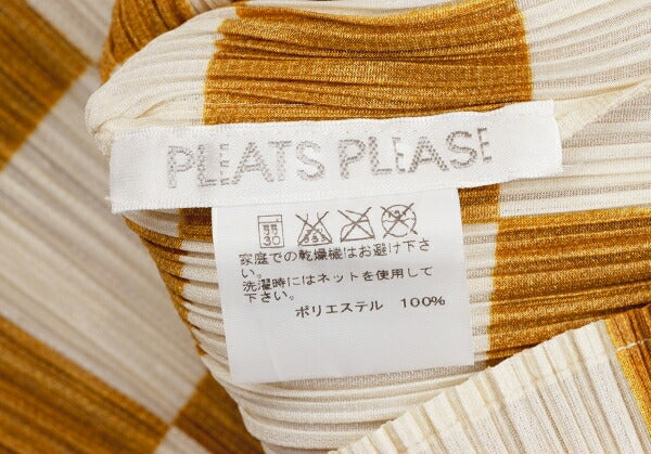 PLEATS PLEASE Pleated Checker Print T-Shirt Brown Size 3