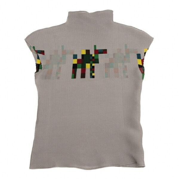 ISSEY MIYAKE me Pixel Print Pleated Blouse Gray Size F