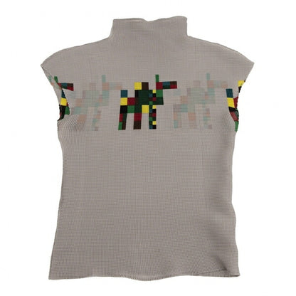 ISSEY MIYAKE me Pixel Print Pleated Blouse Gray Size F