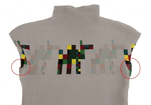 ISSEY MIYAKE me Pixel Print Pleated Blouse Gray Size F