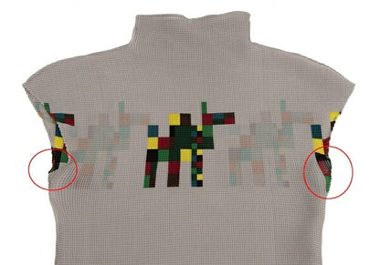ISSEY MIYAKE me Pixel Print Pleated Blouse Gray Size F