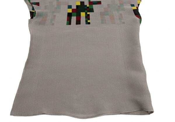 ISSEY MIYAKE me Pixel Print Pleated Blouse Gray Size F