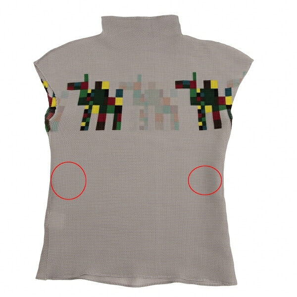 ISSEY MIYAKE me Pixel Print Pleated Blouse Gray Size F