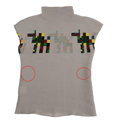 ISSEY MIYAKE me Pixel Print Pleated Blouse Gray Size F