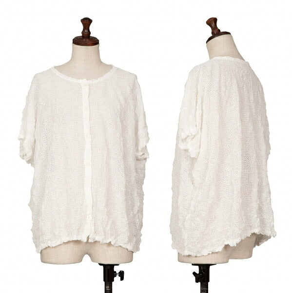 ISSEY MIYAKE me Wrinkle Mesh Button-Up Shirt White Size F