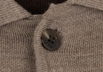 Papas Brown Wool Blend Logo Embroidered Knit Jacket Size 46S