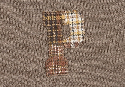 Papas Brown Wool Blend Logo Embroidered Knit Jacket Size 46S