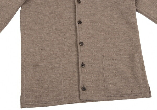 Papas Brown Wool Blend Logo Embroidered Knit Jacket Size 46S