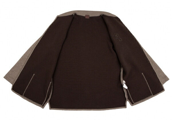 Papas Brown Wool Blend Logo Embroidered Knit Jacket Size 46S