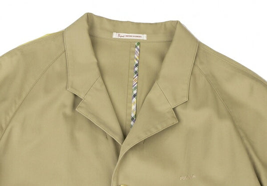 Papas Cotton Logo Raglan Sleeve Side Jacket Beige Size 48M
