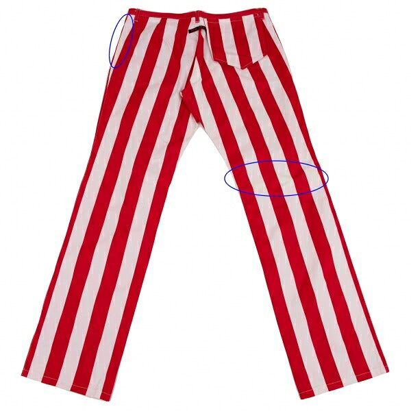 JPG by GAULTIER Cotton Stripe Pants Red/White Size 48