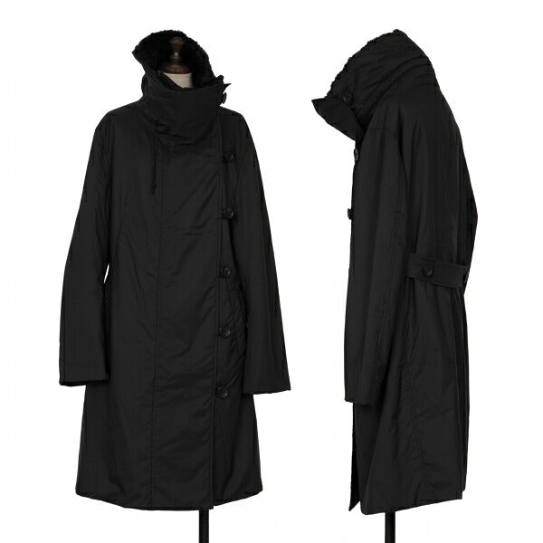 ISSEY MIYAKE Poly Back Belt Fur Padded Coat Black Size 2