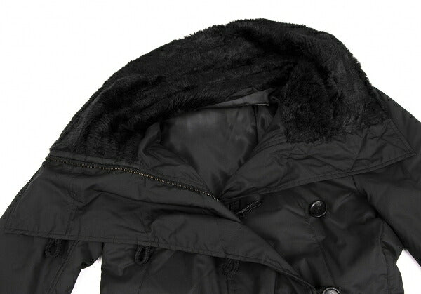 ISSEY MIYAKE Poly Back Belt Fur Padded Coat Black Size 2
