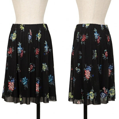 VIVIENNE TAM Floral Print Pleated Sheer Skirt Black Size 1