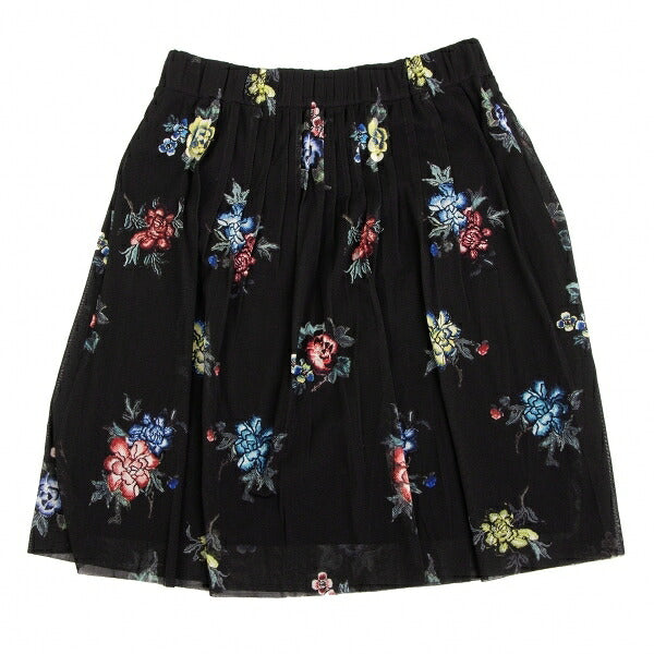 VIVIENNE TAM Floral Print Pleated Sheer Skirt Black Size 1