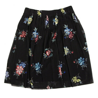 VIVIENNE TAM Floral Print Pleated Sheer Skirt Black Size 1