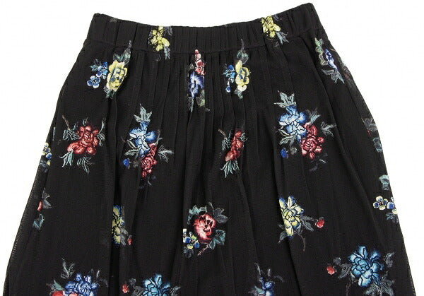 VIVIENNE TAM Floral Print Pleated Sheer Skirt Black Size 1