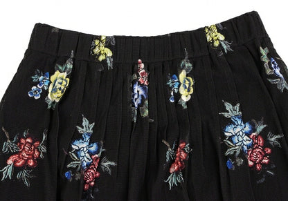 VIVIENNE TAM Floral Print Pleated Sheer Skirt Black Size 1