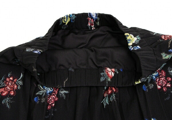 VIVIENNE TAM Floral Print Pleated Sheer Skirt Black Size 1