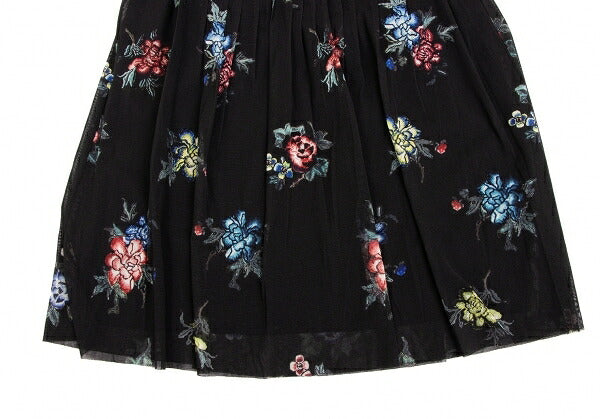 VIVIENNE TAM Floral Print Pleated Sheer Skirt Black Size 1