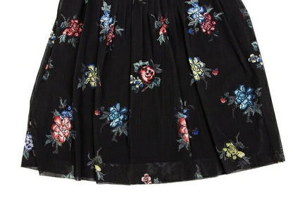 VIVIENNE TAM Floral Print Pleated Sheer Skirt Black Size 1