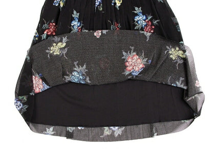 VIVIENNE TAM Floral Print Pleated Sheer Skirt Black Size 1