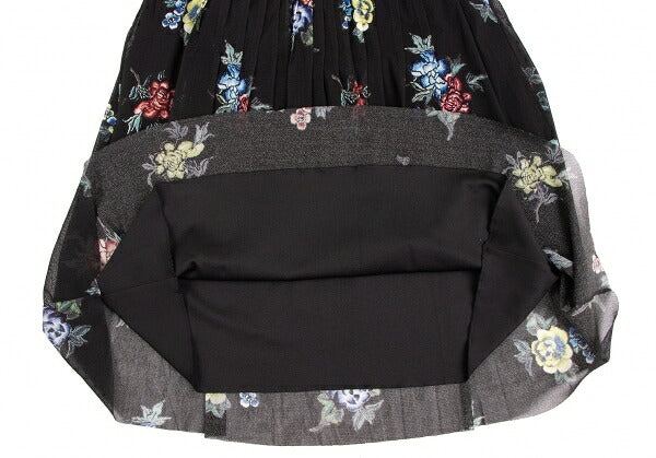 VIVIENNE TAM Floral Print Pleated Sheer Skirt Black Size 1