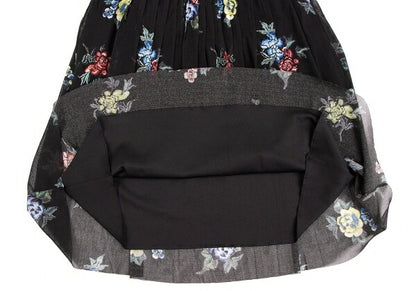 VIVIENNE TAM Floral Print Pleated Sheer Skirt Black Size 1